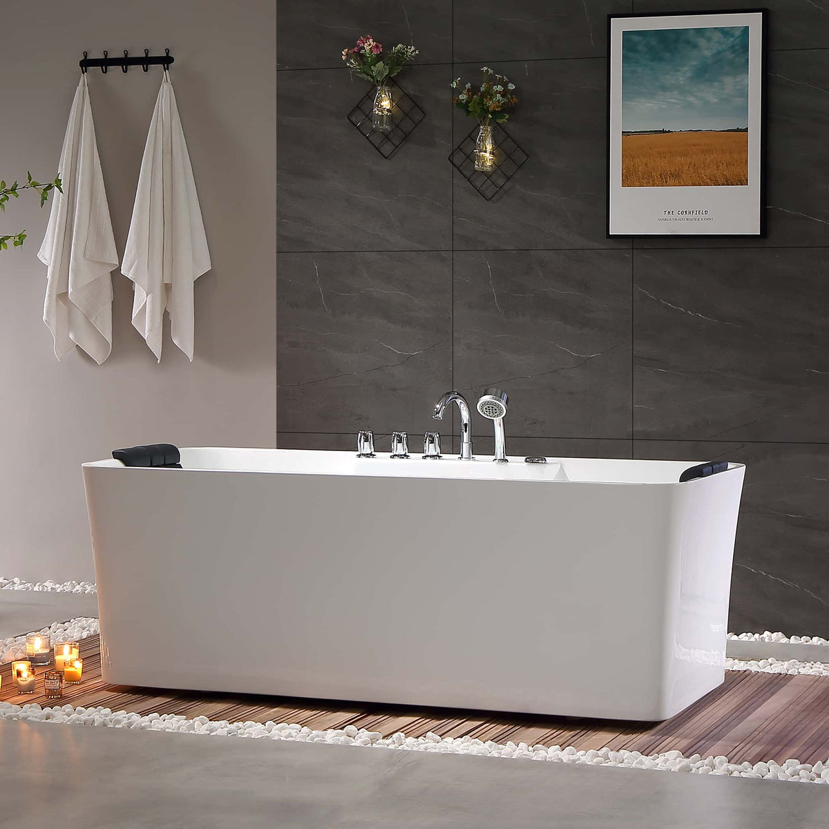 Empava 59 in. Whirlpool Freestanding Acrylic Bathtub | EMPV-59AIS15