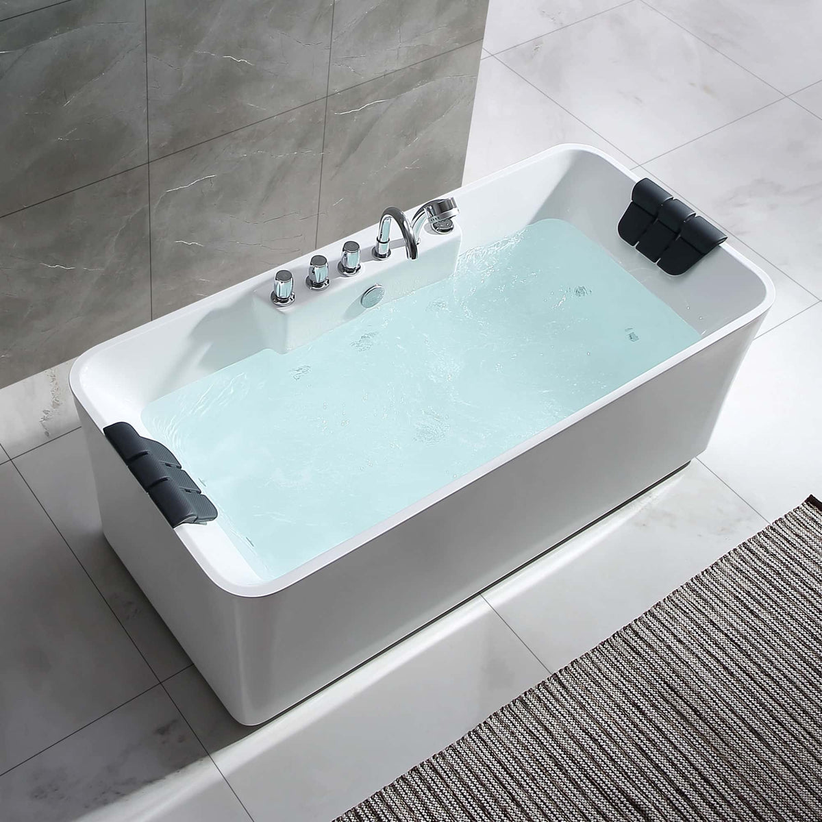 Empava 59 in. Whirlpool Freestanding Acrylic Bathtub | EMPV-59AIS15