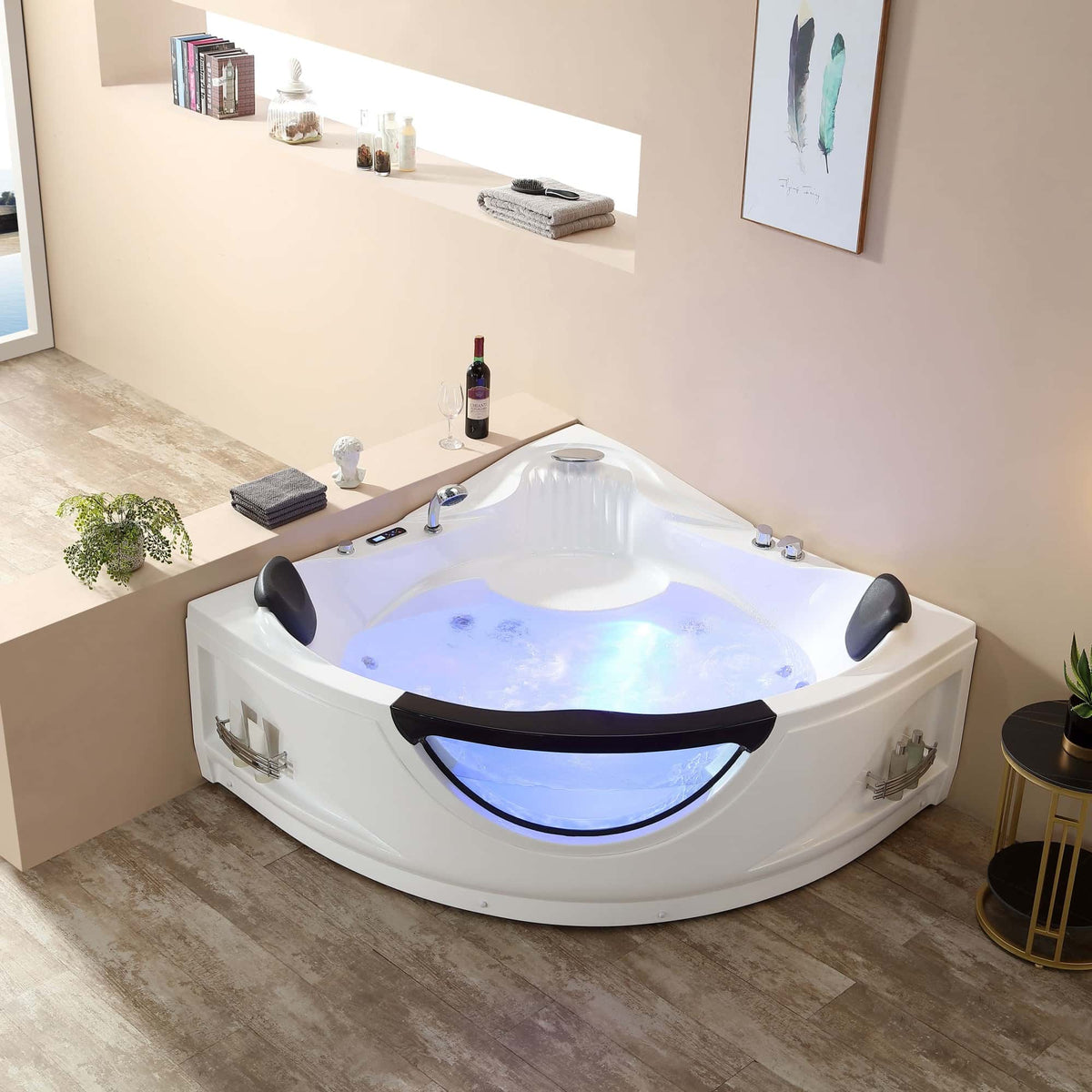 Empava 59 in. Whirlpool LED Corner Bathtub  | EMPV-59JT319LED