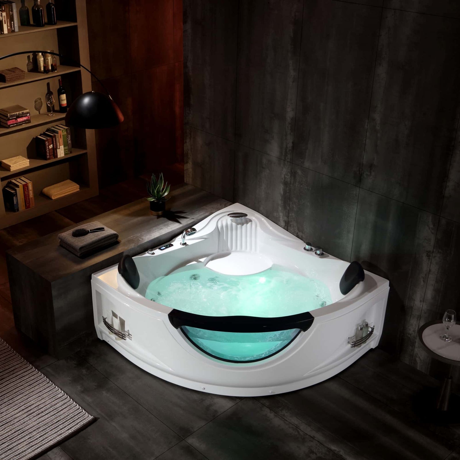 Empava 59 in. Whirlpool LED Corner Bathtub | EMPV-59JT319LED-massage bathtub-Empava-Nordica Sauna