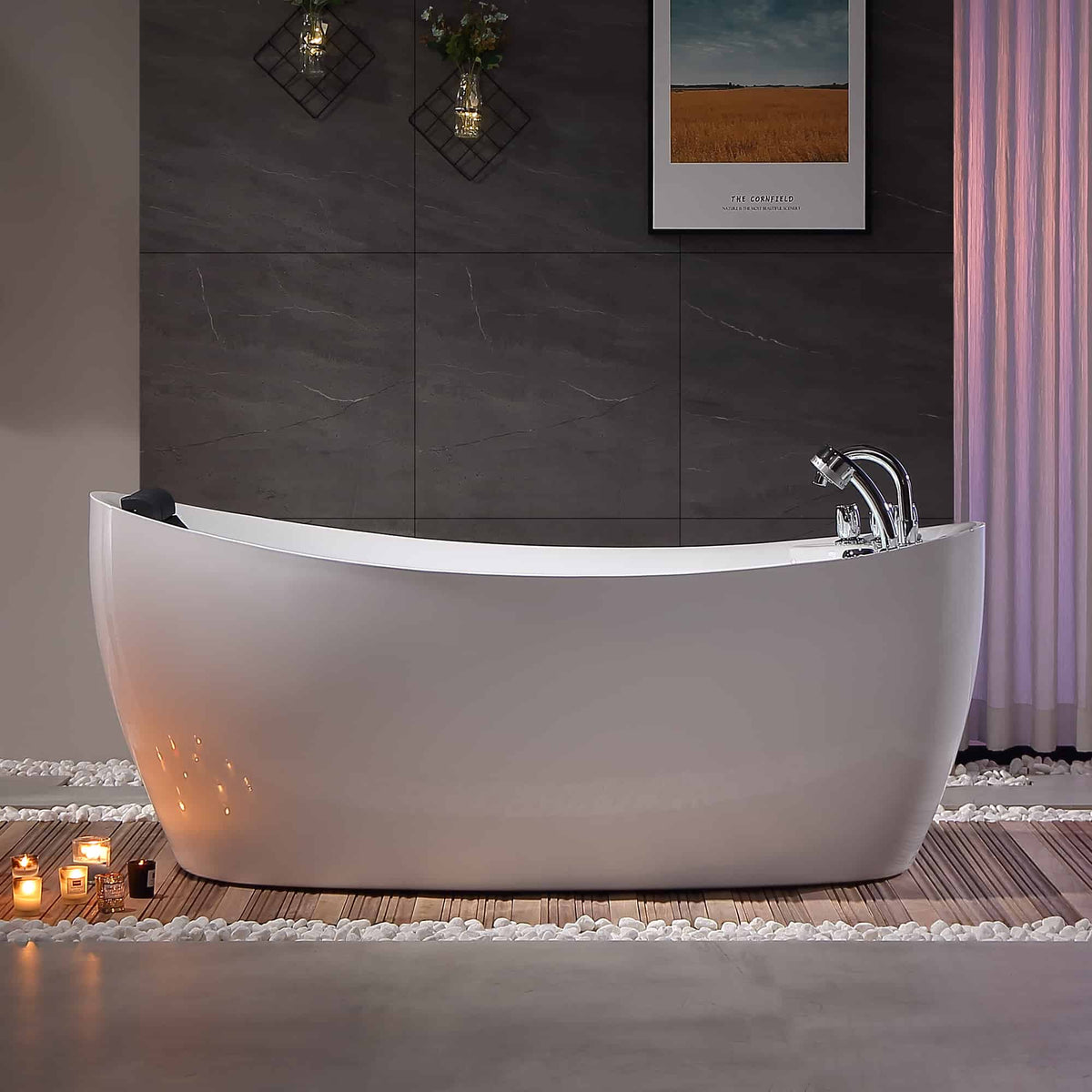 Empava 67 in. Whirlpool Freestanding Acrylic Bathtub | EMPV-67AIS02