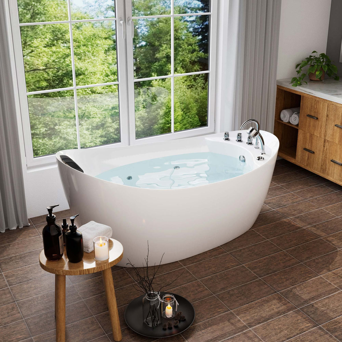 Empava 67 in. Whirlpool Freestanding Acrylic Bathtub | EMPV-67AIS02