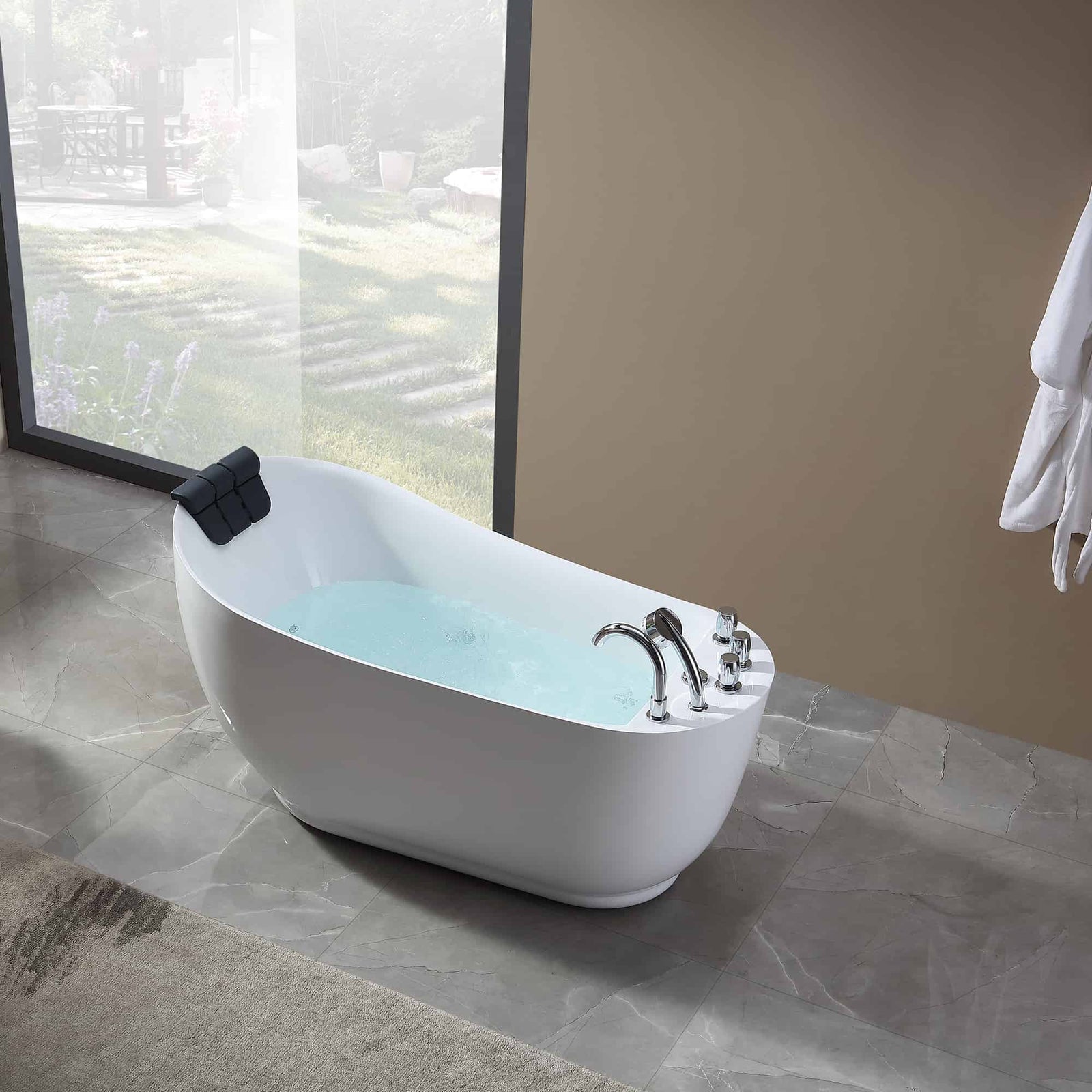 Empava 67 in. Whirlpool Freestanding Acrylic Bathtub | EMPV-67AIS05-Feestanding massage bathtub-Empava-Nordica Sauna