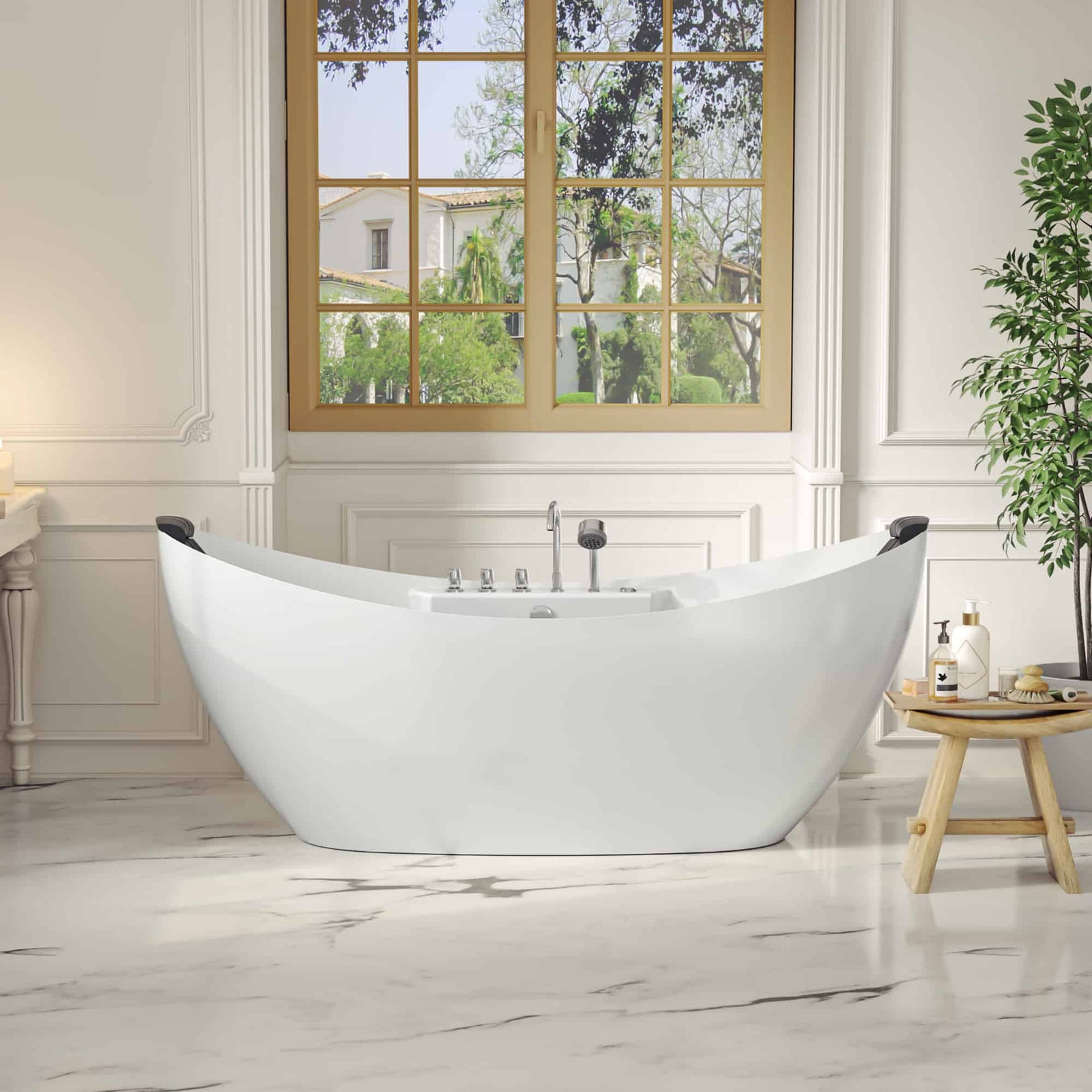 Empava 67 in. Whirlpool Freestanding Acrylic Bathtub | EMPV-67AIS10-Feestanding massage bathtub-Empava-Nordica Sauna