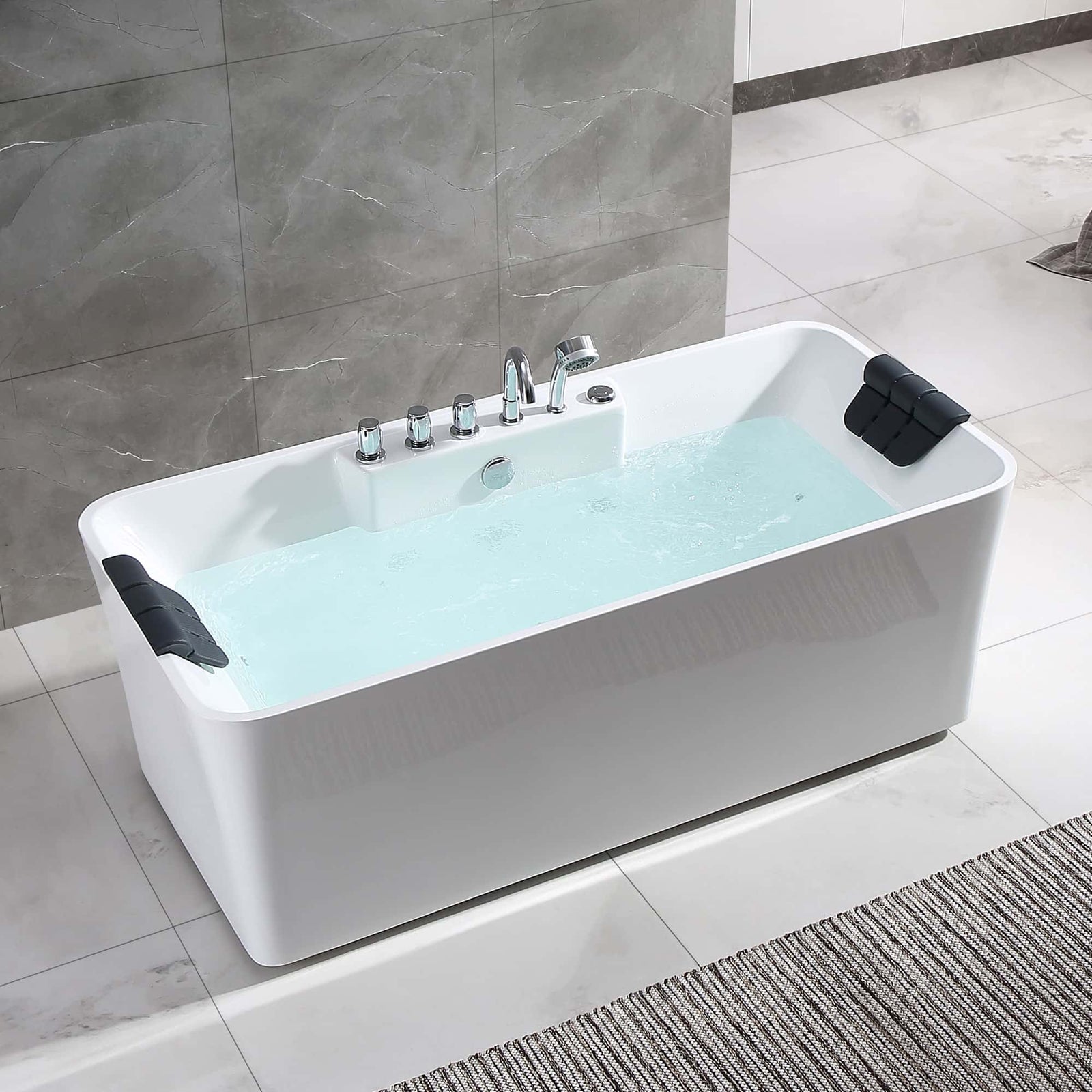 Empava 67 in. Whirlpool Freestanding Acrylic Bathtub | EMPV-67AIS16-Feestanding massage bathtub-Empava-Nordica Sauna