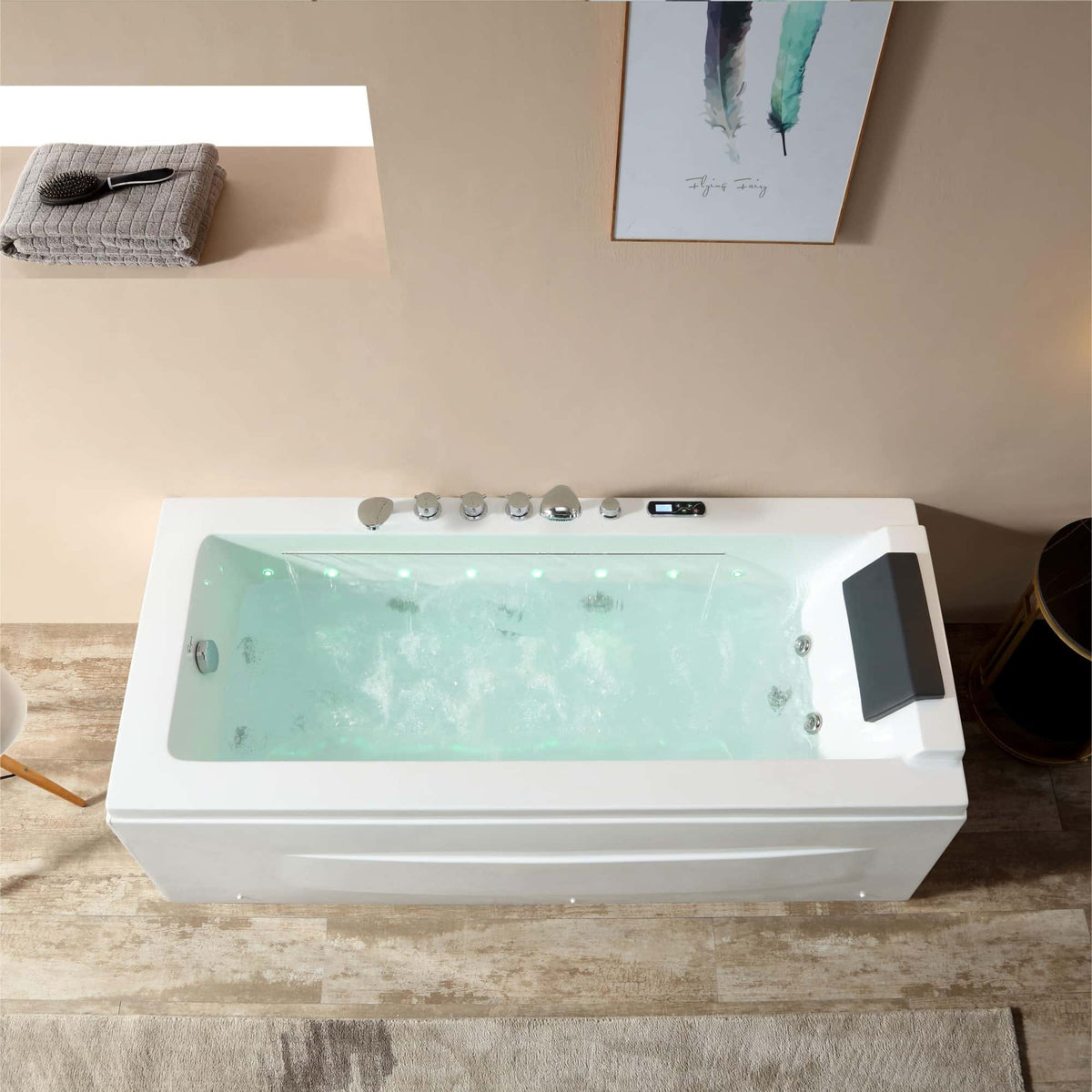 Empava 67 in. Whirlpool Rectangular Bathtub  | EMPV-67JT351LED