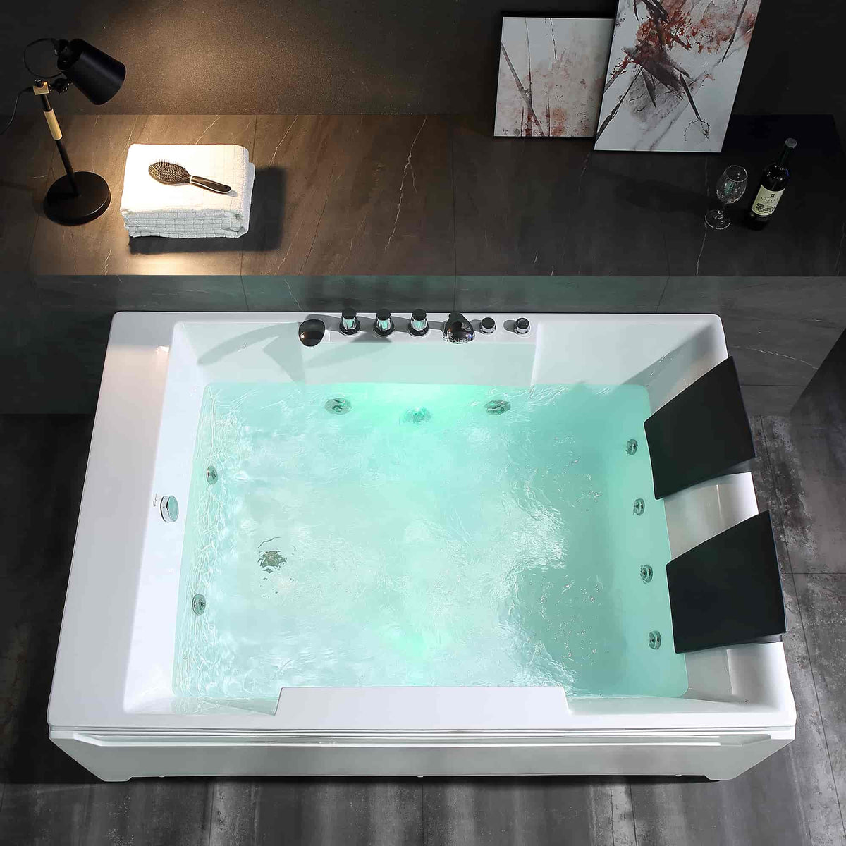 Empava 72 in. Whirlpool Rectangular Bathtub  | EMPV-72JT367LED