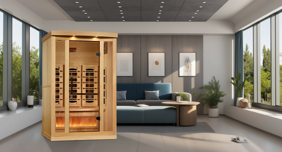 Golden Designs &quot;Reserve Edition&quot; 3-Person Full Spectrum PureTech™ Near Zero EMF Infrared Sauna with Himalayan Salt Bar | GDI-8020-03