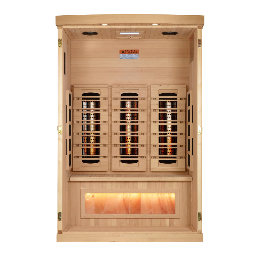 Golden Designs &quot;Reserve Edition&quot; 3-Person Full Spectrum PureTech™ Near Zero EMF Infrared Sauna with Himalayan Salt Bar | GDI-8020-03