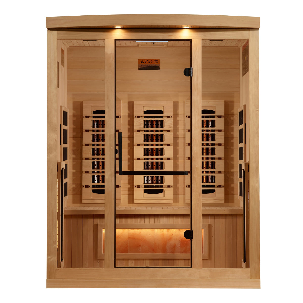 Golden Designs &quot;Reserve Edition&quot; 3-Person Full Spectrum PureTech™ Near Zero EMF Infrared Sauna with Himalayan Salt Bar | GDI-8030-03