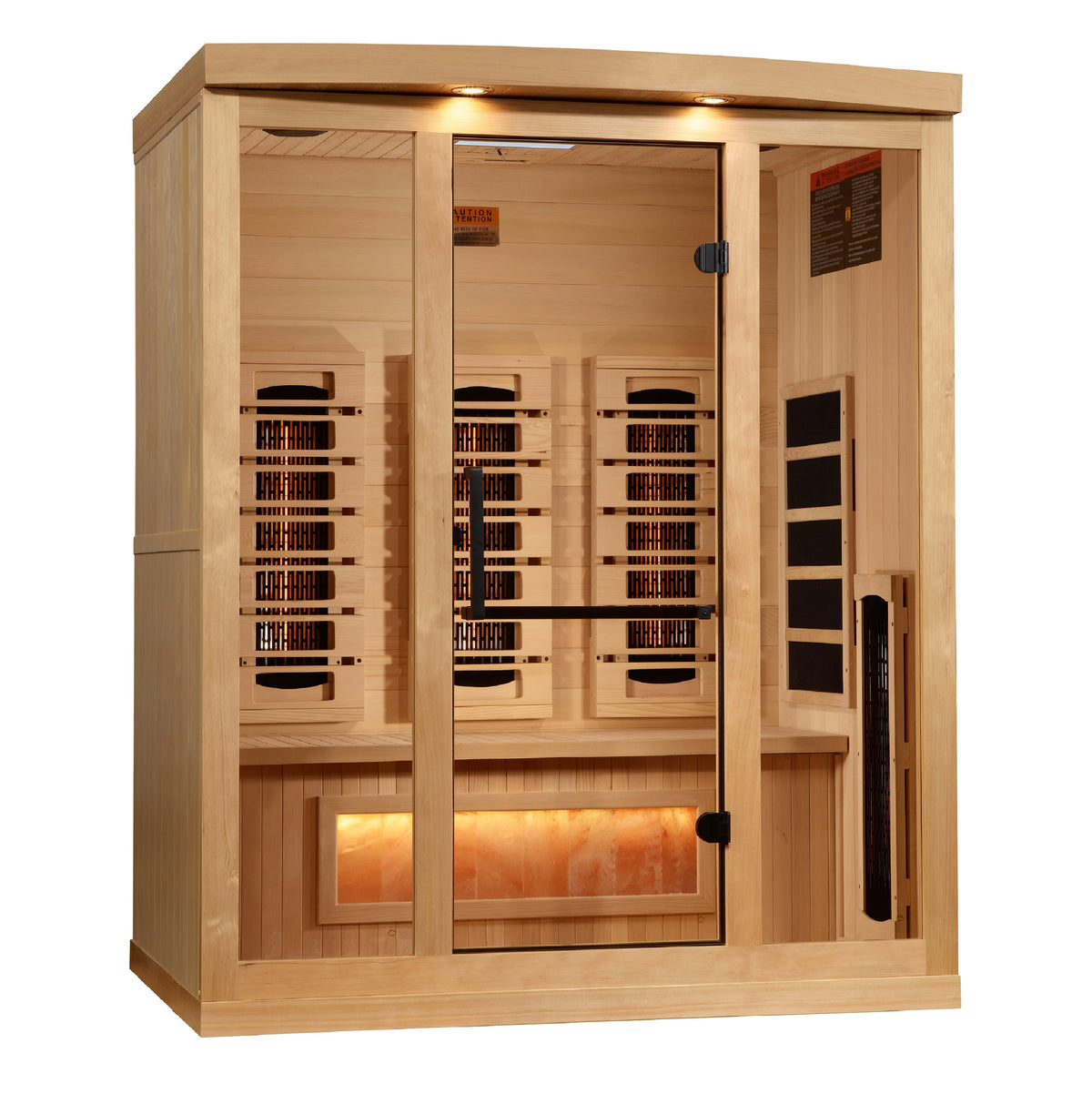 Golden Designs &quot;Reserve Edition&quot; 3-Person Full Spectrum PureTech™ Near Zero EMF Infrared Sauna with Himalayan Salt Bar | GDI-8030-03