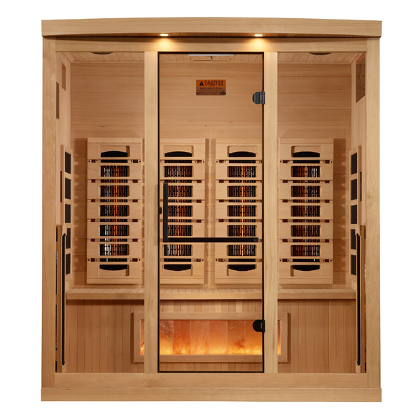 Golden Designs 2025 Reserve Edition 4-Person Full Spectrum PureTech™ Near Zero Infrared Sauna with Himalayan Salt Bar