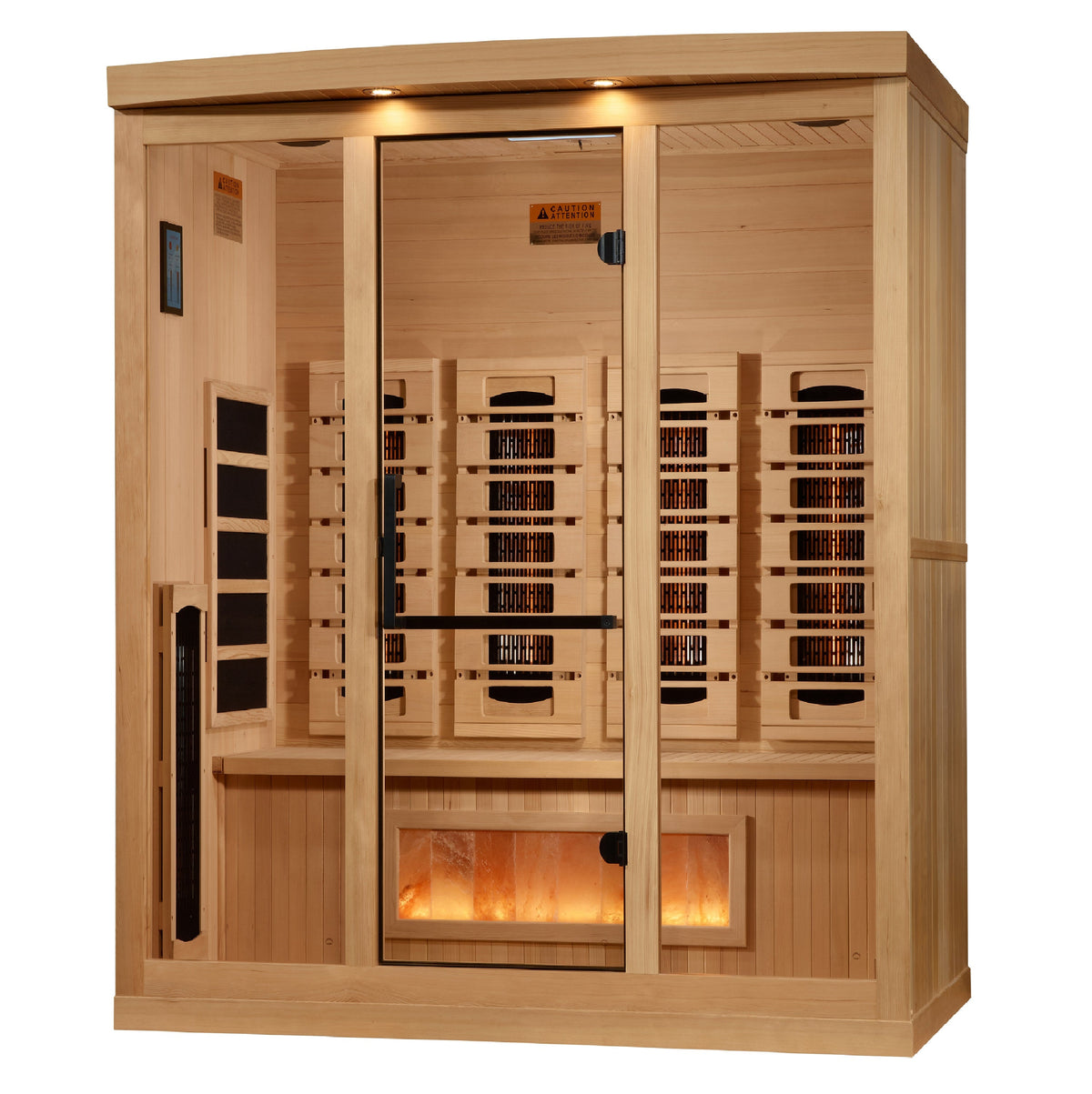 Golden Designs 2025 Reserve Edition 4-Person Full Spectrum PureTech™ Near Zero Infrared Sauna with Himalayan Salt Bar