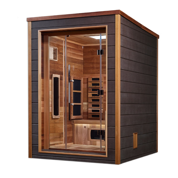 Golden Designs Nora PureTech™ 2-Person Full Spectrum Hybrid Sauna in Red Cedar Wood Interior