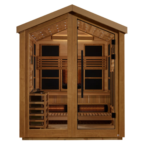 Golden Designs &quot;Loviisa&quot; 3-Person Full Spectrum PureTech™ Hybrid Outdoor Sauna