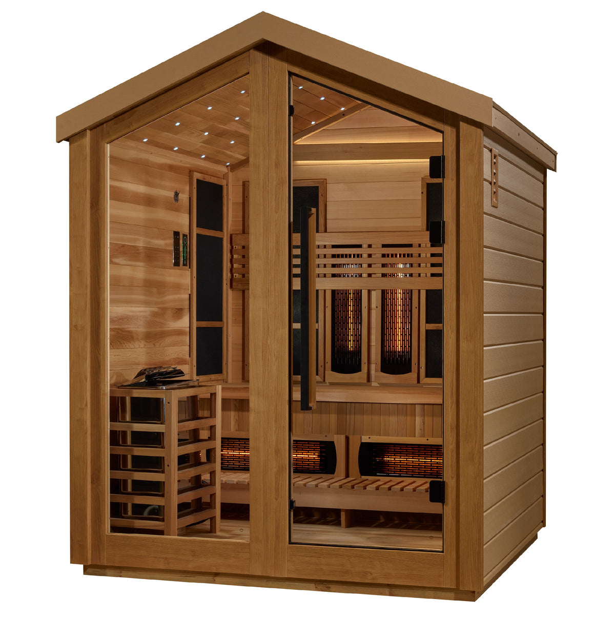 Golden Designs &quot;Loviisa&quot; 3-Person Full Spectrum PureTech™ Hybrid Outdoor Sauna