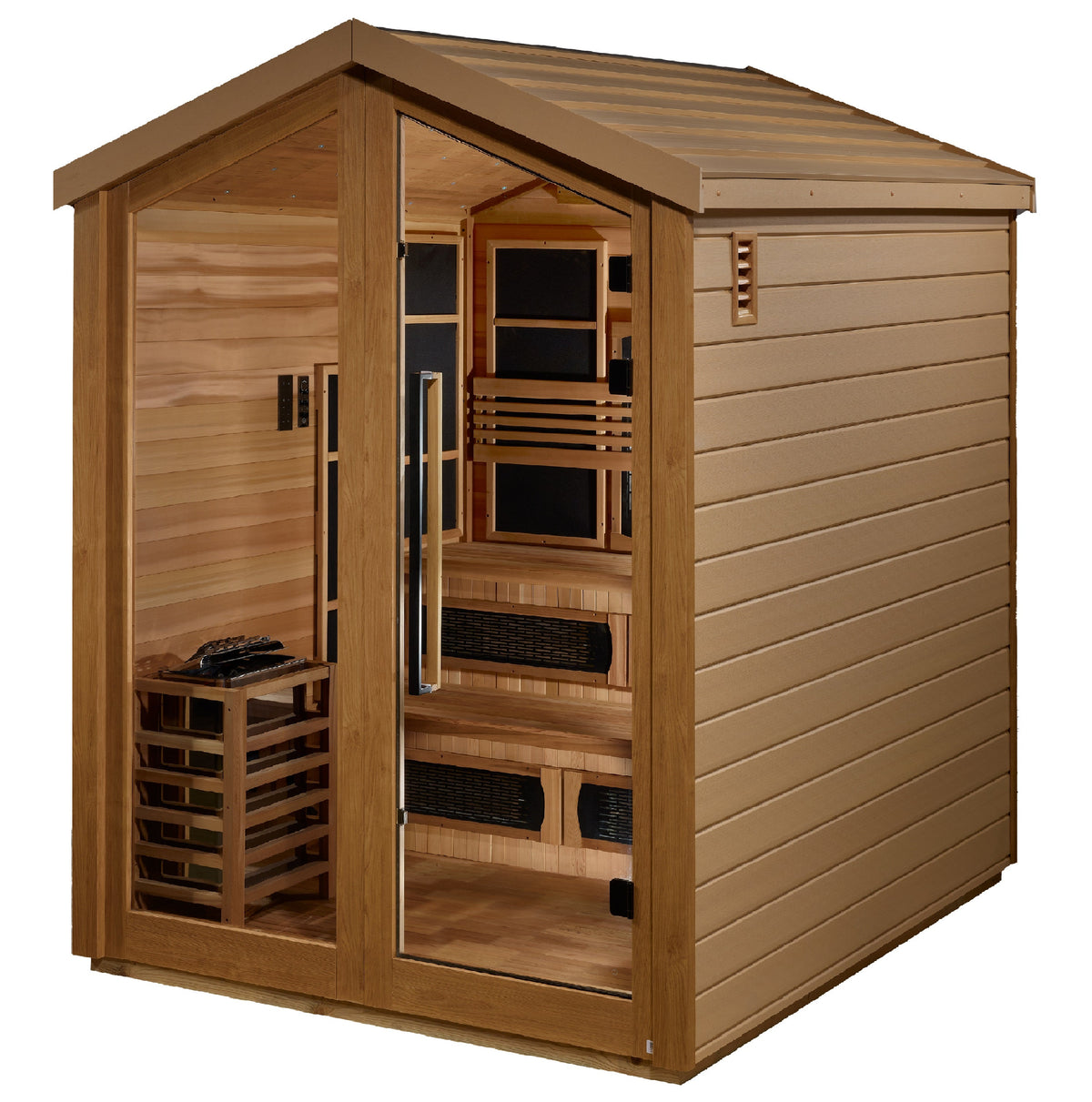 Golden Designs &quot;Kaskinen&quot; 6-Person Full Spectrum PureTech™ Hybrid Outdoor Sauna