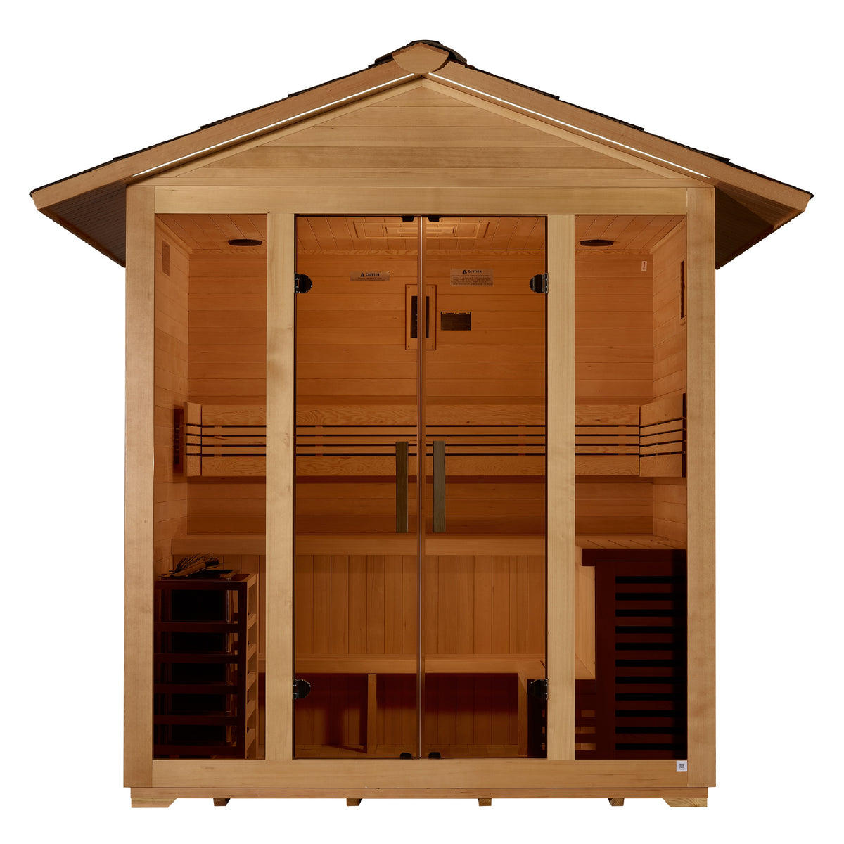 Golden Designs Vorarlberg 5-Person Outdoor Traditional Sauna with Waterproof Stained Hemlock Wood