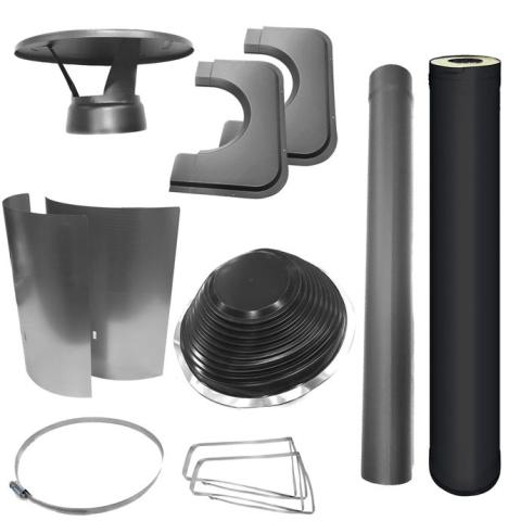 Harvia Chimney & Assembly Kit - Black Steel-Sauna Heater Accessories-Harvia-