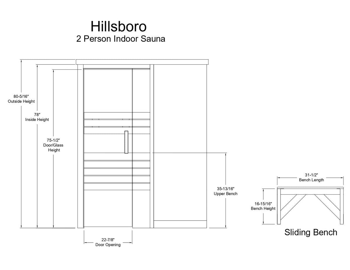 Almost Heaven Hillsboro 2-Person Indoor Sauna-Traditional Saunas-Nordica Sauna