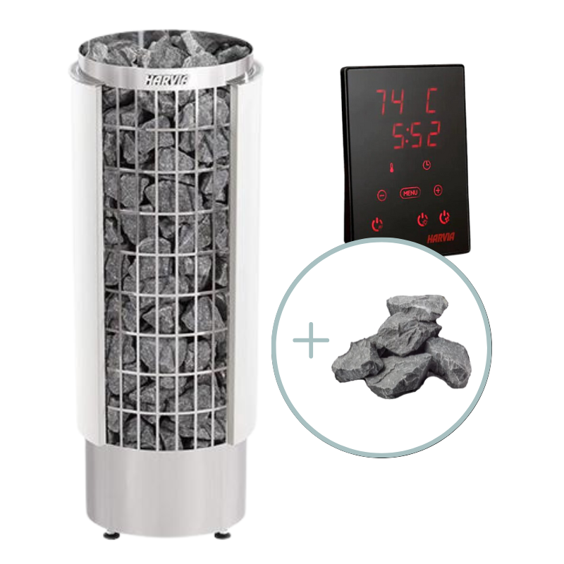 Harvia Cilindro PC80E 8kW Sauna Heater Package-Sauna Heater-Harvia-Standard Xenio CX45-