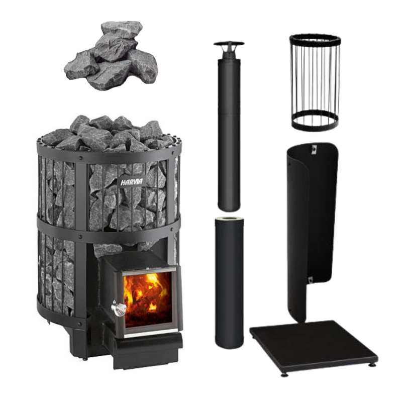 Harvia Legend 150 SL 16kW Sauna Stove Package with Ext. Feed-Sauna Heater-Harvia-Black-