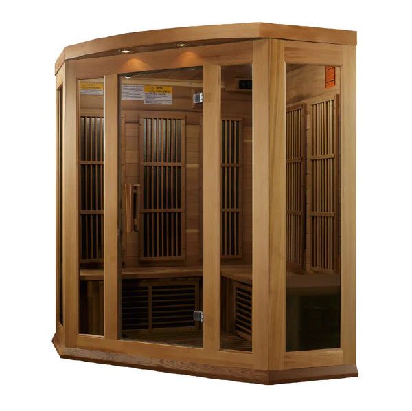 Golden Designs Maxxus Avignon 3-Person Corner Near Zero EMF FAR Infrared Sauna with Canadian Red Cedar | MX-K356-01-ZF CED
