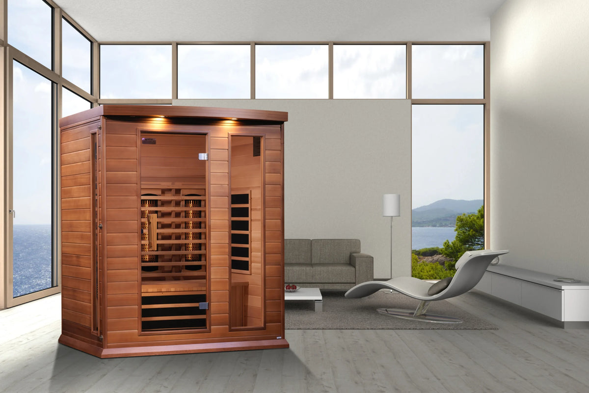 Golden Designs Maxxus 3-Person Full Spectrum Infrared Sauna in Canadian Red Cedar | MX-M306-01-FS CED