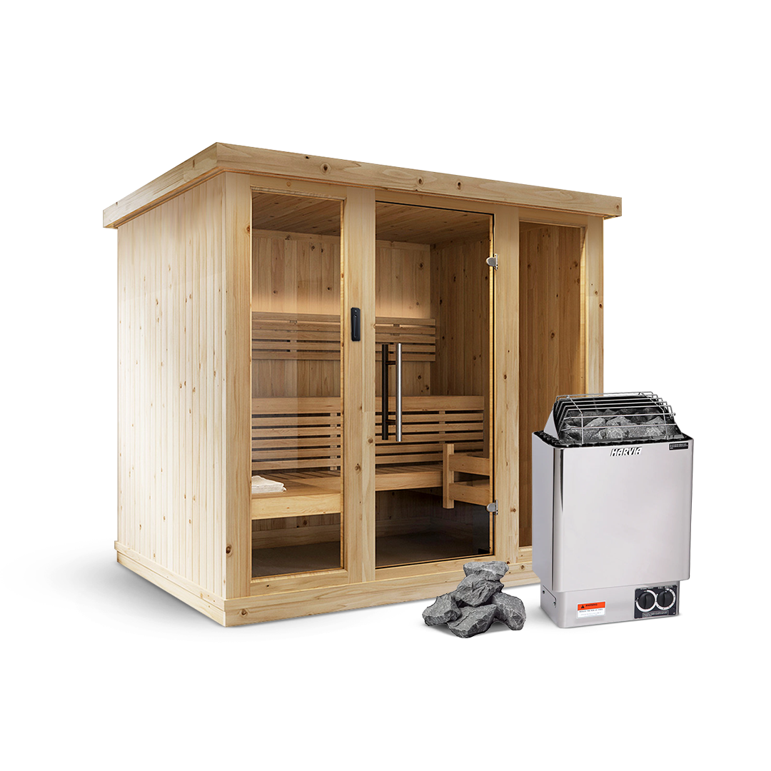 SaunaLife Model X7 Indoor Home Sauna + FREE Harvia KIP w/Built In Controls Bundle