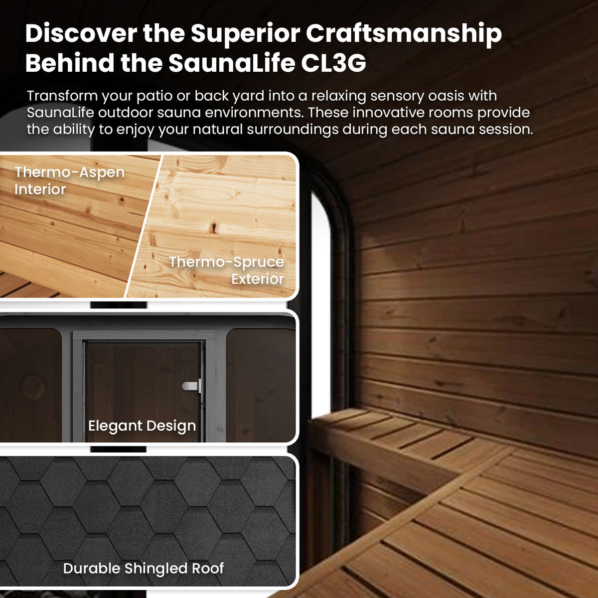 SaunaLife 2-Person Cube-Series Outdoor Home Sauna Kit CL3G