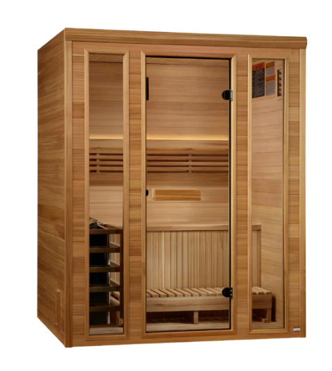 Golden Designs &quot;Andermatt&quot; 3-Person Traditional Steam Sauna – Pacific Premium Clear Cedar