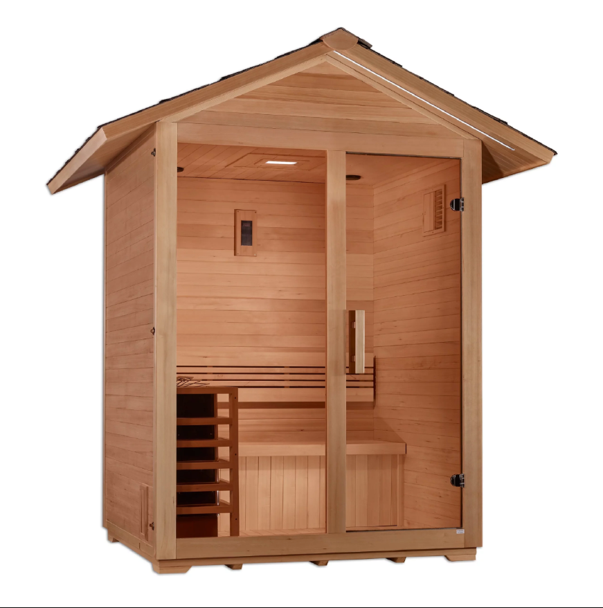 Golden Designs &quot;Arlberg&quot; 3 Person Traditional Outdoor Sauna - Canadian Hemlock