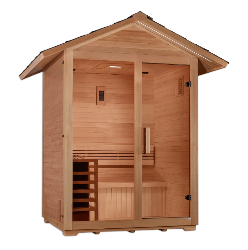 Golden Designs "Arlberg" 3 Person Traditional Outdoor Sauna - Canadian Hemlock-Sauna-Golden Designs-Nordica Sauna