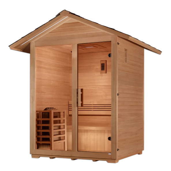 Golden Designs &quot;Arlberg&quot; 3 Person Traditional Outdoor Sauna - Canadian Hemlock