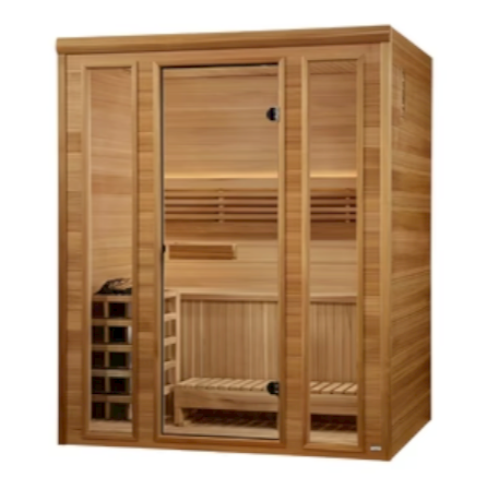 Golden Designs &quot;Andermatt&quot; 3-Person Traditional Steam Sauna – Pacific Premium Clear Cedar