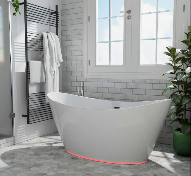 Empava 59 in. Freestanding Soaking Bathtub with LED | EMPV-59FT1518LED