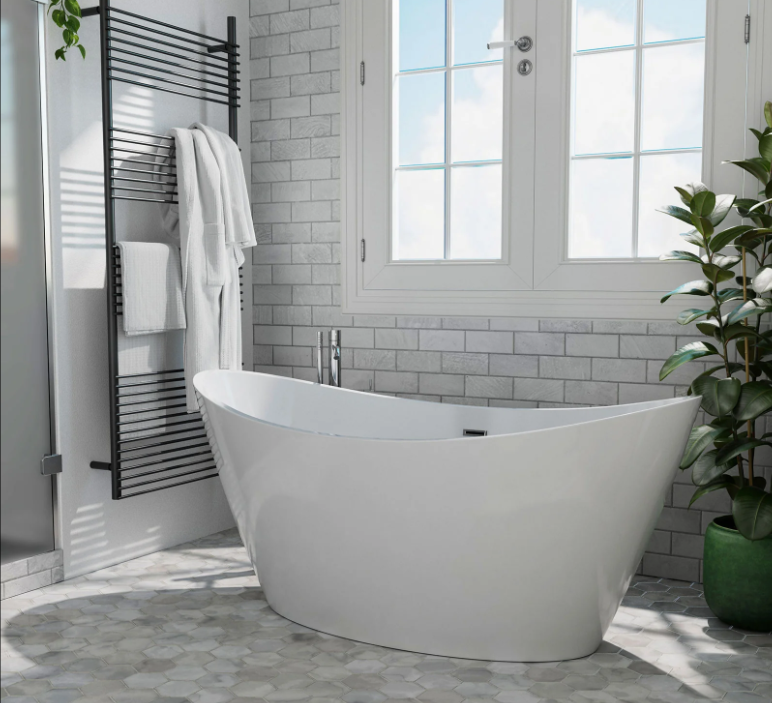 Empava 59 in. Freestanding Soaking Bathtub | EMPV-59FT1518-Feestanding bathtub-Empava-Nordica Sauna