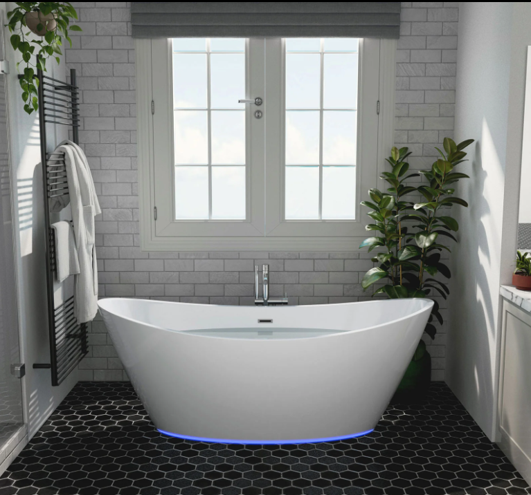 Empava 67 in. Freestanding Soaking Bathtub with LED | EMPV-67FT1518LED