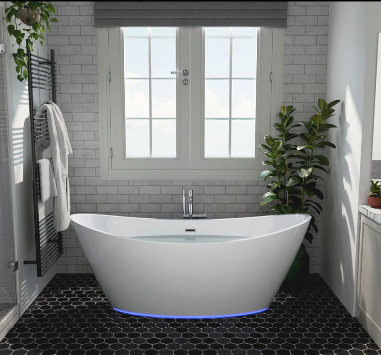 Empava 67 in. Freestanding Soaking Bathtub with LED | EMPV-67FT1518LED-Feestanding bathtub-Empava-Nordica Sauna