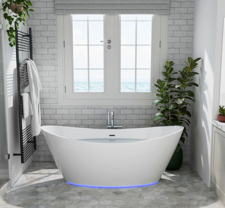 Empava 67 in. Freestanding Soaking Bathtub with LED | EMPV-67FT1518LED