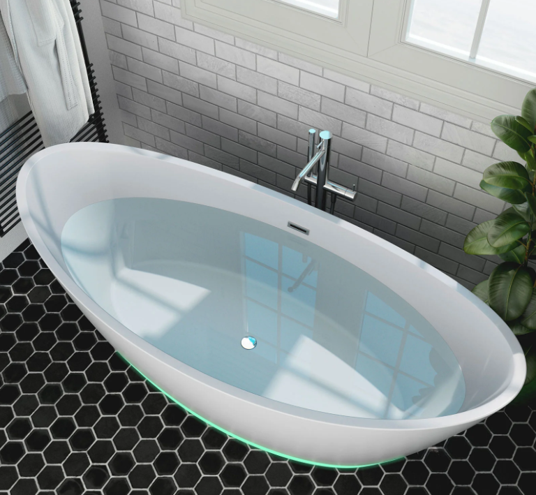 Empava 67 in. Freestanding Soaking Bathtub with LED | EMPV-67FT1518LED