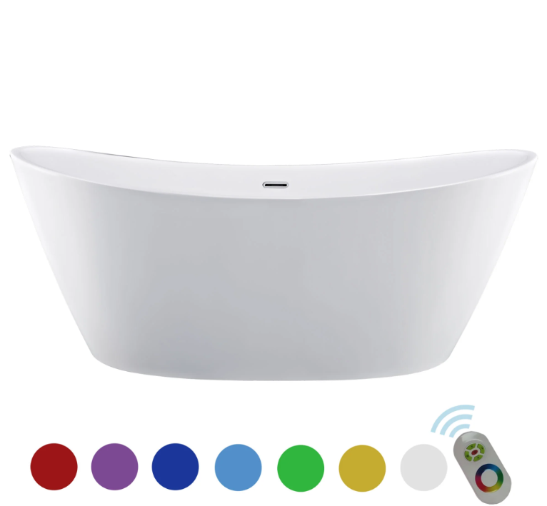 Empava 67 in. Freestanding Soaking Bathtub with LED | EMPV-67FT1518LED