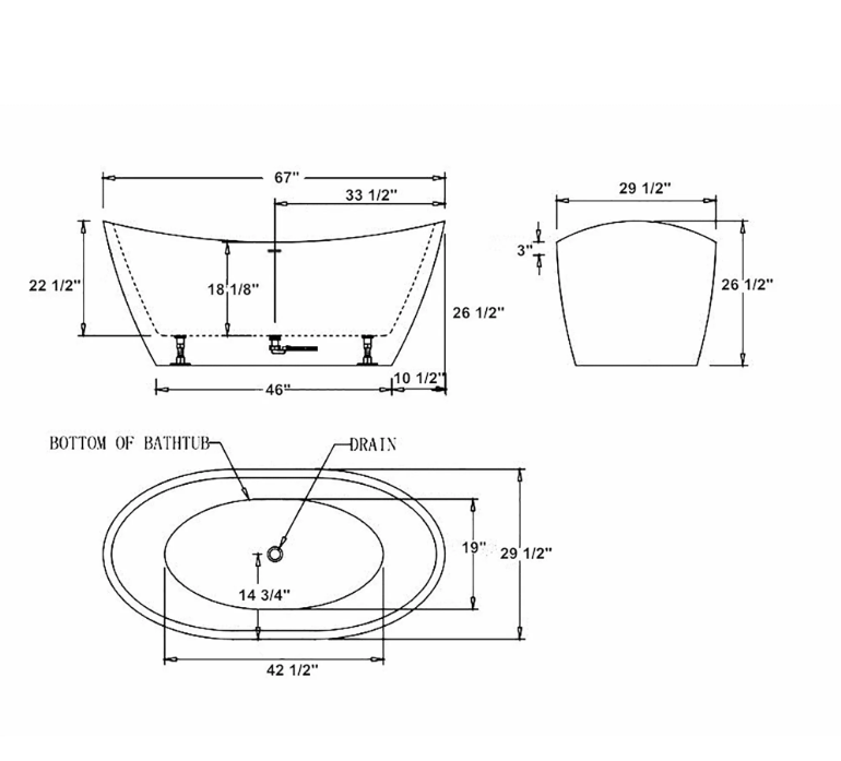 Empava 67 in. Freestanding Soaking Bathtub | EMPV-67FT1518