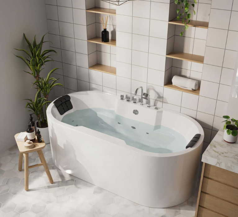 Empava 67 in. Whirlpool Acrylic Freestanding Bathtub | EMPV-67AIS17-Feestanding massage bathtub-Empava-Nordica Sauna