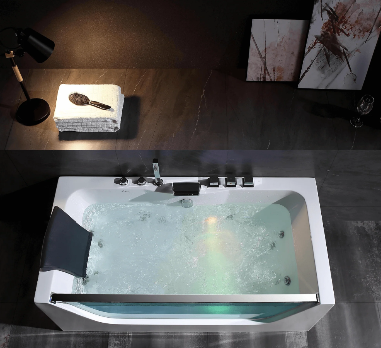 Empava 67 in. Whirlpool Rectangular Bathtub | EMPV-67JT408LED