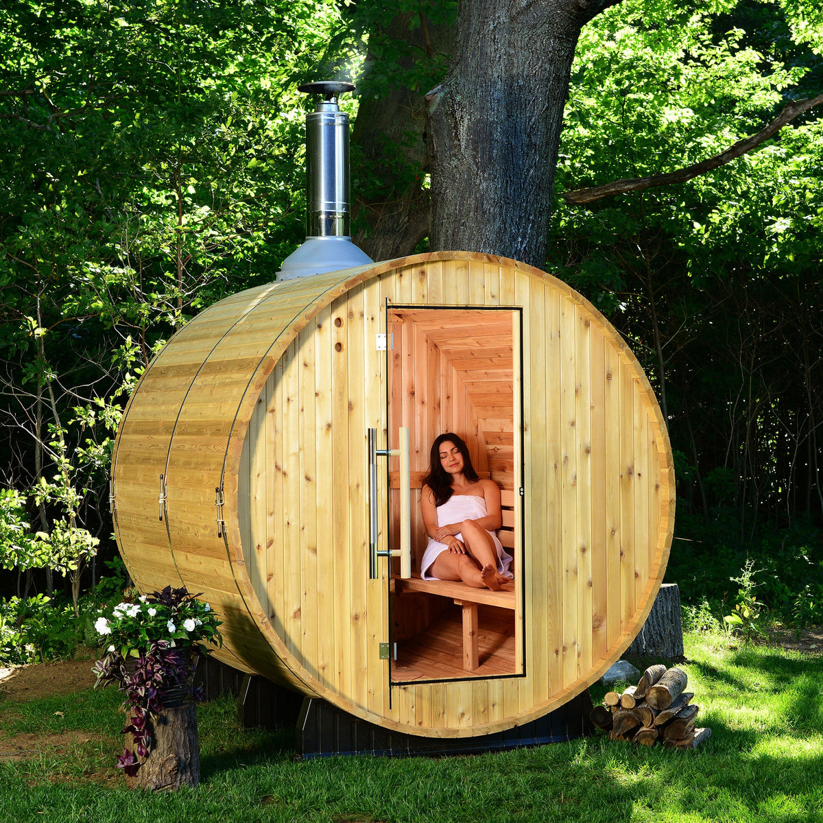 Almost Heaven Seneca 6-Person Barrel Sauna-Traditional Saunas-Nordica Sauna