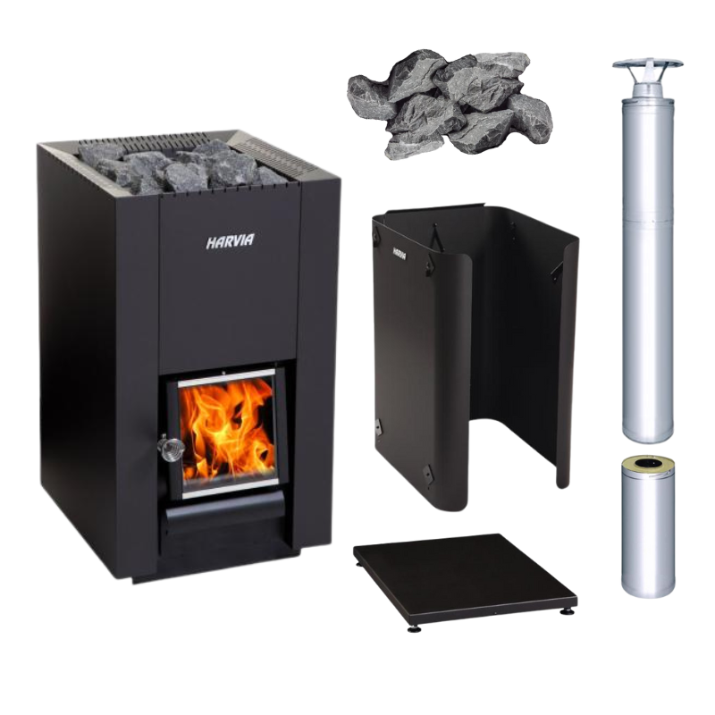 Harvia Linear 16 Black Wood Sauna Stove Package - Nordica Sauna Harvia Linear 16 Black Wood Sauna Stove Package - Nordica Sauna