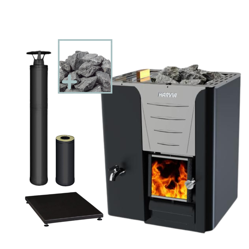 Harvia 20 LS Pro Wood Sauna Stove with Water Tank Package