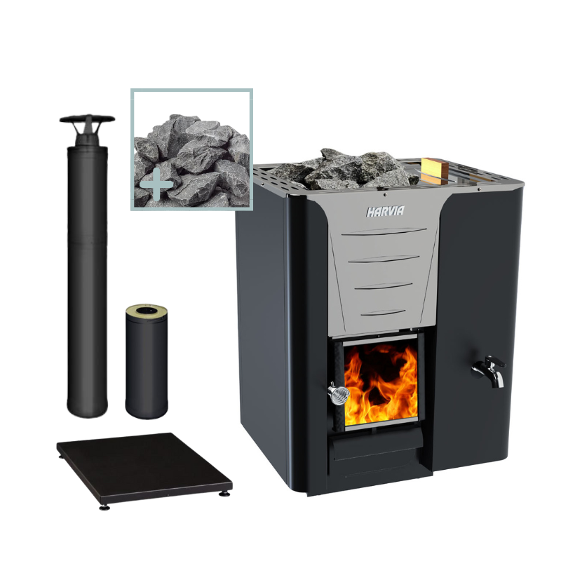 Harvia 20 RS Pro Wood Sauna Stove with Water Tank Package