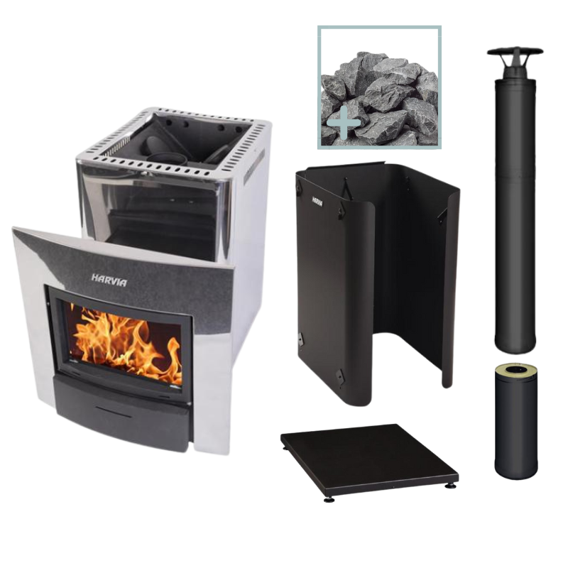 Harvia 20 Duo Wood Stove Sauna Heater Package